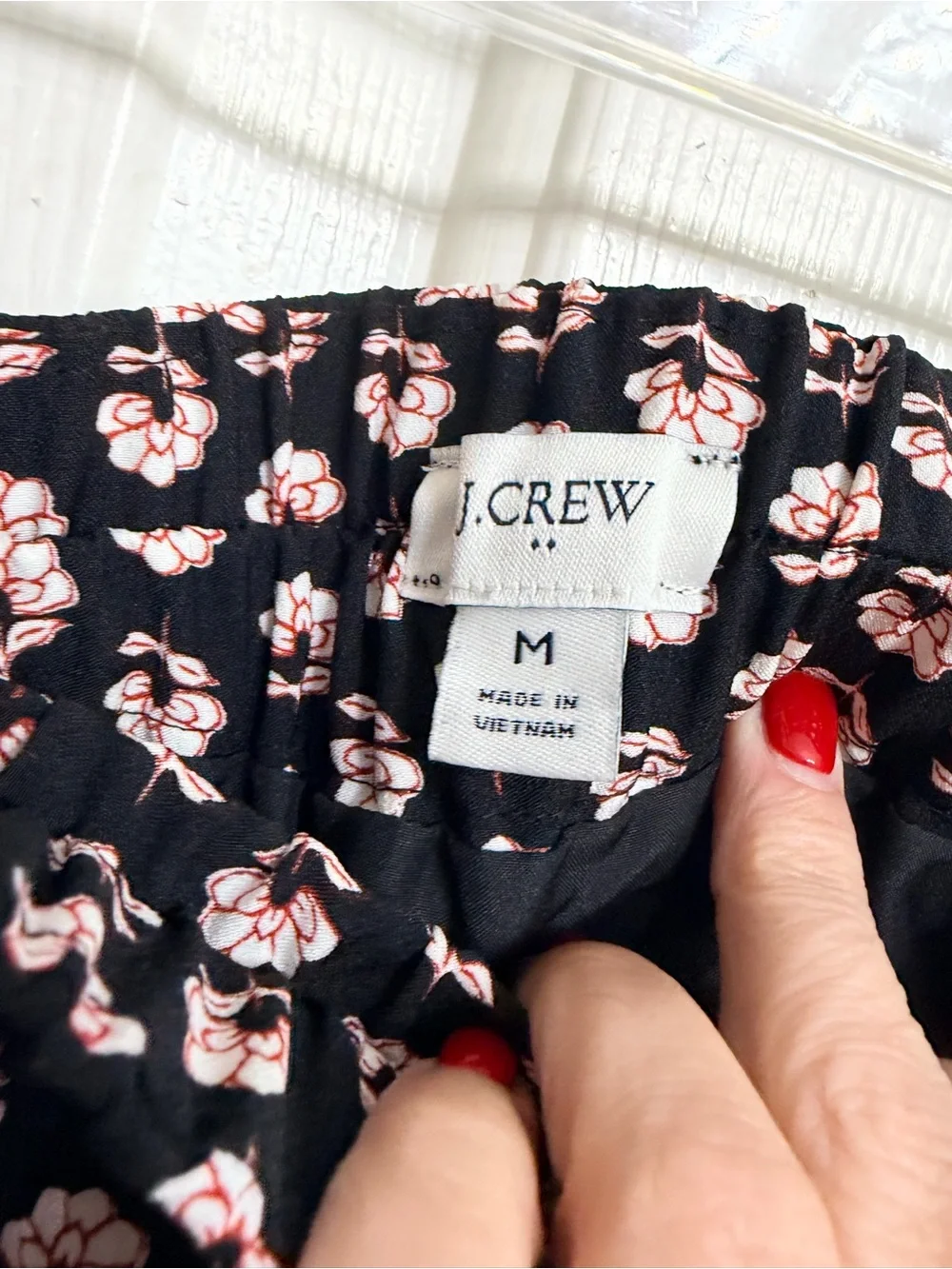 J. Crew Navy Midi Skirt with Tan Floral Dot Print